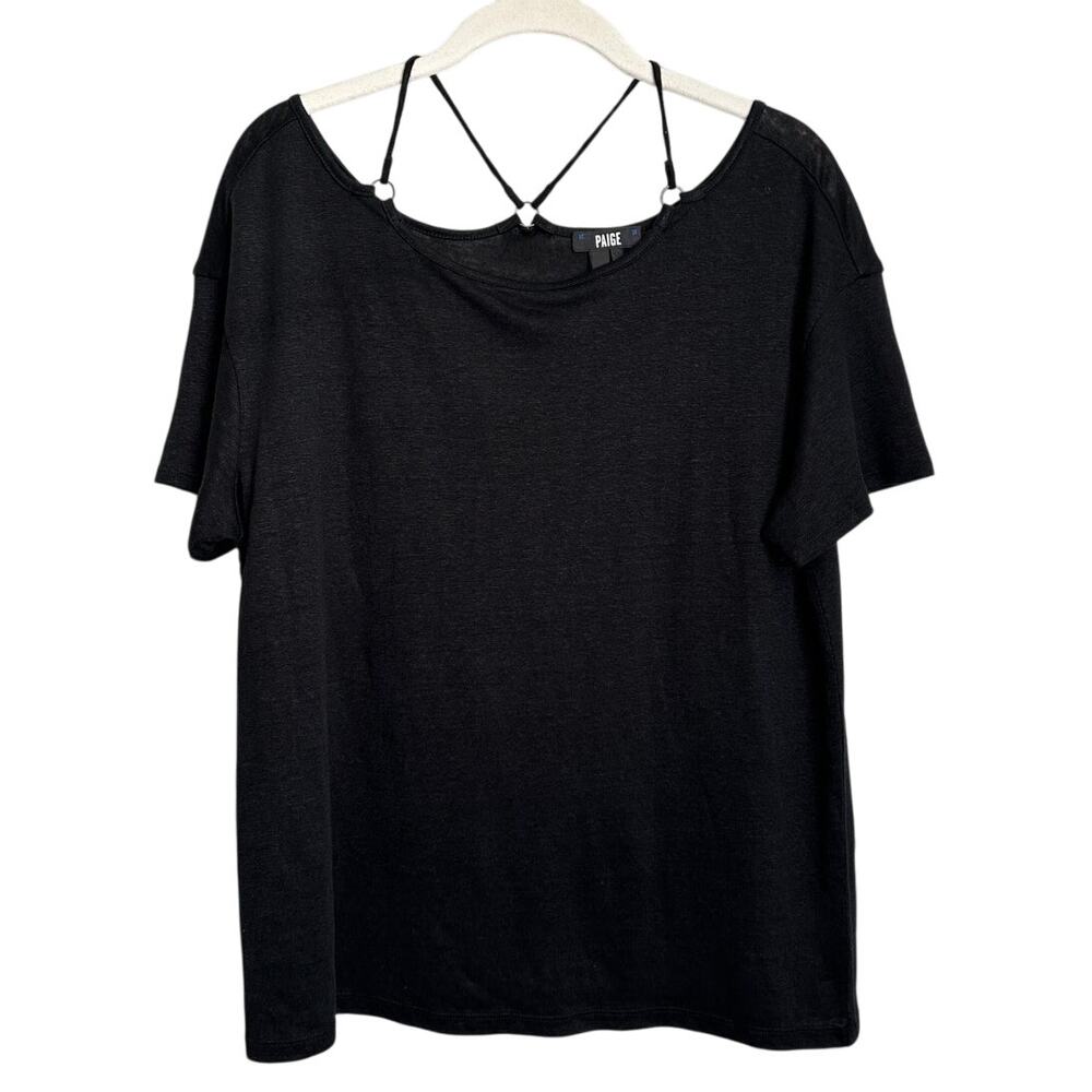 Paige Black Linen Strappy Sela Slub Blouse Women's Medium
